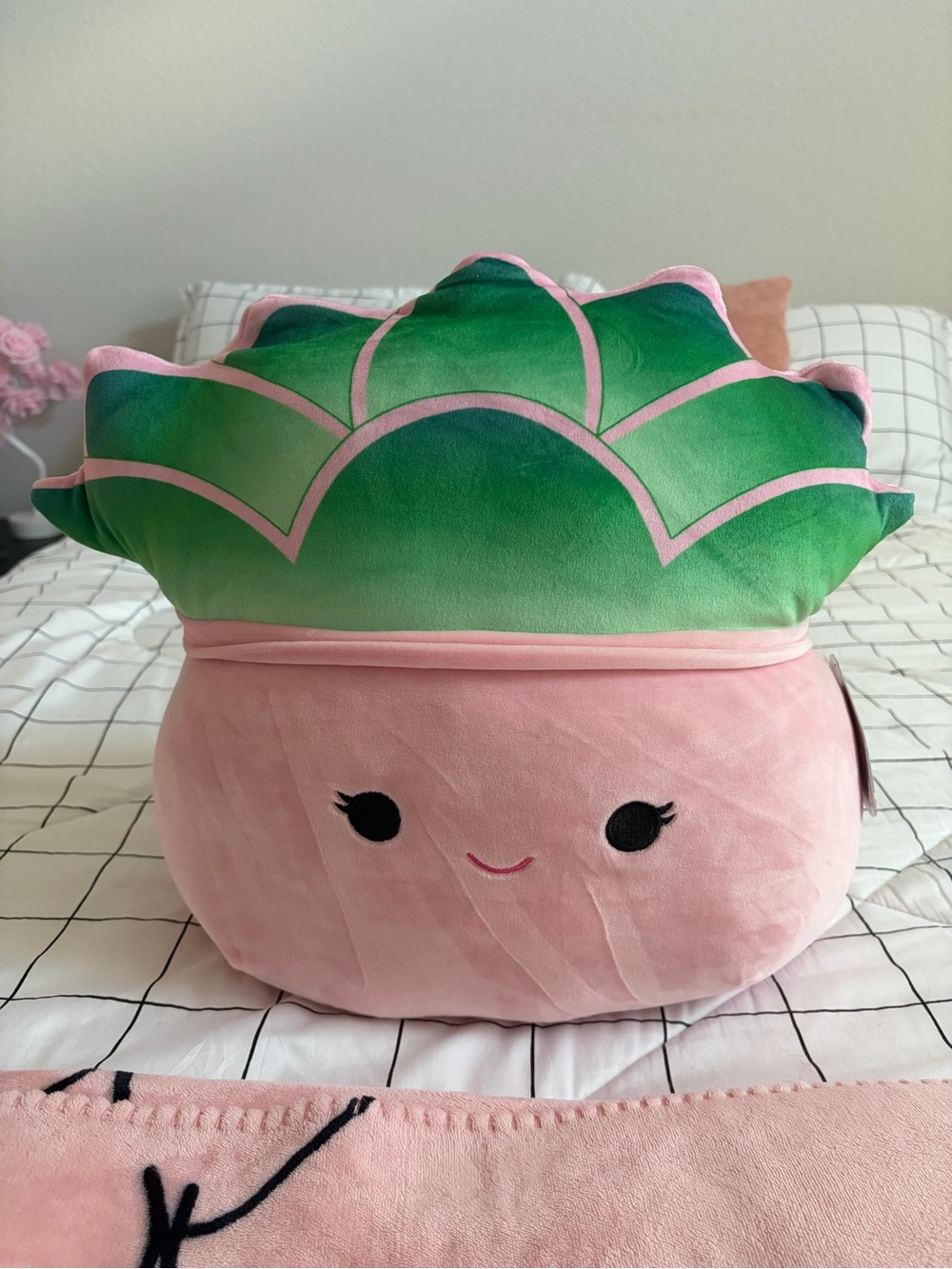 Squishmallows Pink Afiyah the  Succulent Pillow with Green Top